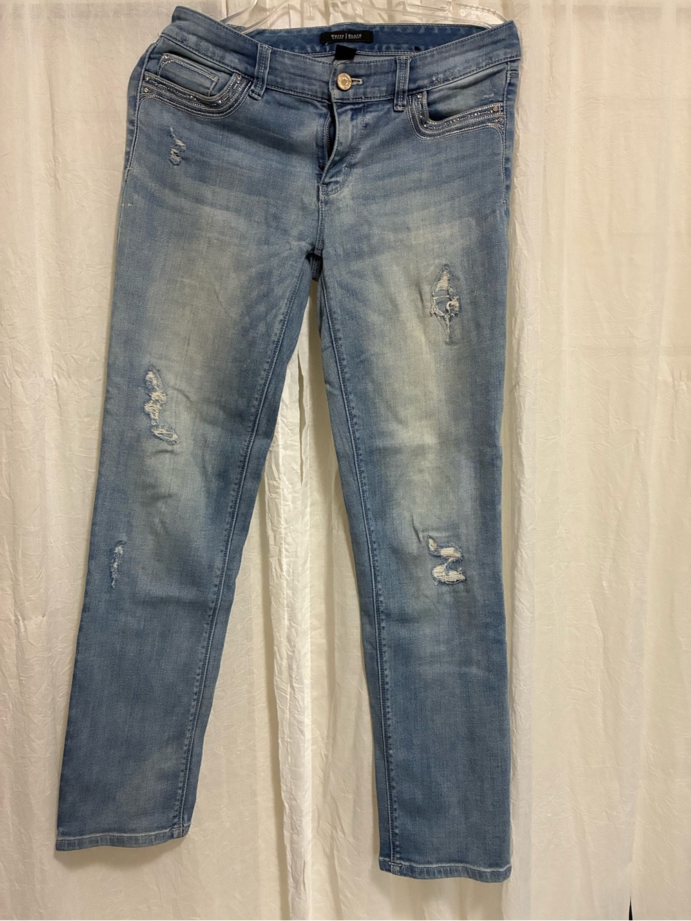 White House Black Market Light Blue Distressed Skinny Jeans